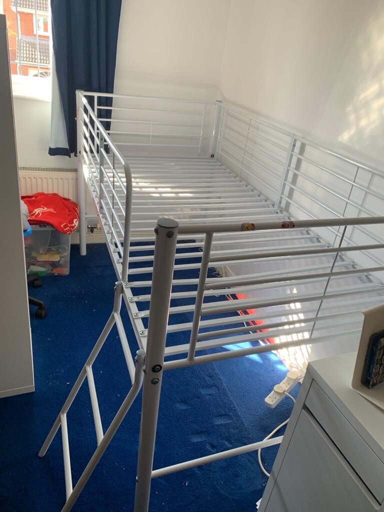 white metal mid sleeper bed